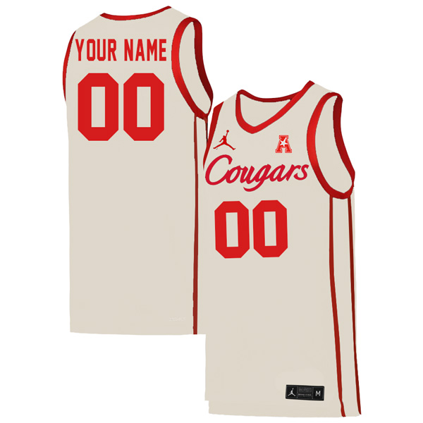 Custom Houston Cougars Name And Number College Basketball Jerseys Stitched-White - Click Image to Close